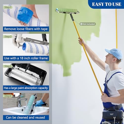 18 Inch Microfiber Paint Roller Covers (4 18 Inch Paint Roller Kit, 4 Pack