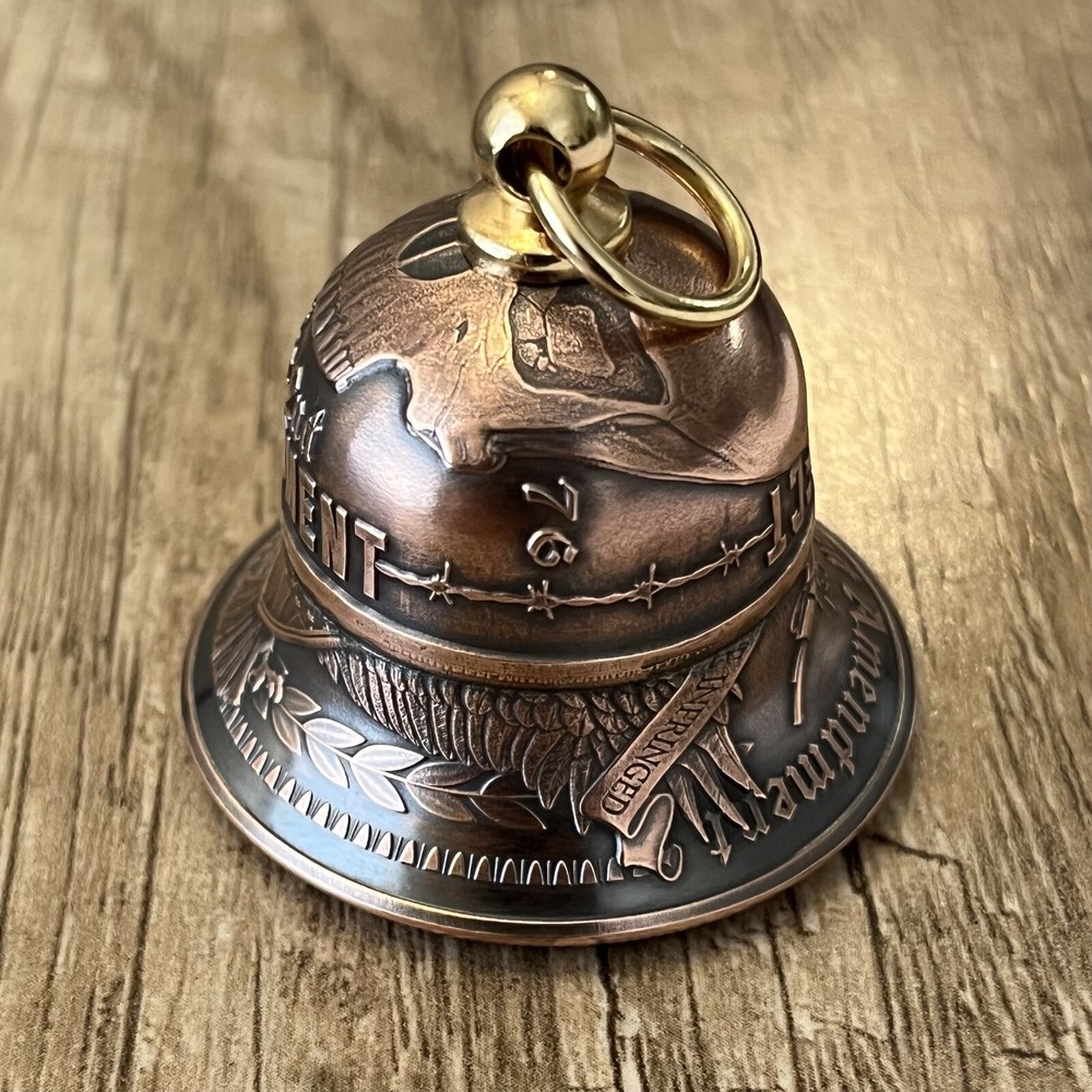 Handcrafted 2nd Amendment Motorcycle bell - Custom Made From Coins!