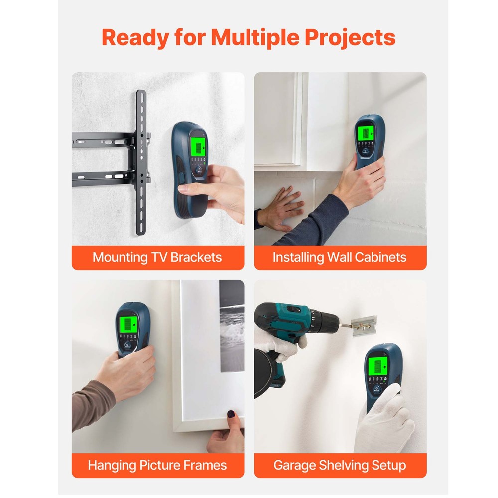 Uimoso 5-in-1 Electronic Wall Scanner with LCD Display for Stud Detection