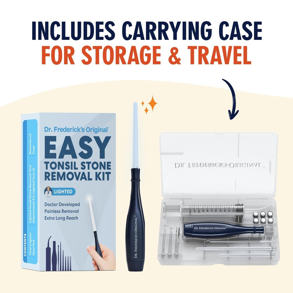 Dr. Frederick’s Original Easy Tonsil Stone Remover Kit - 8 Piece Set, White