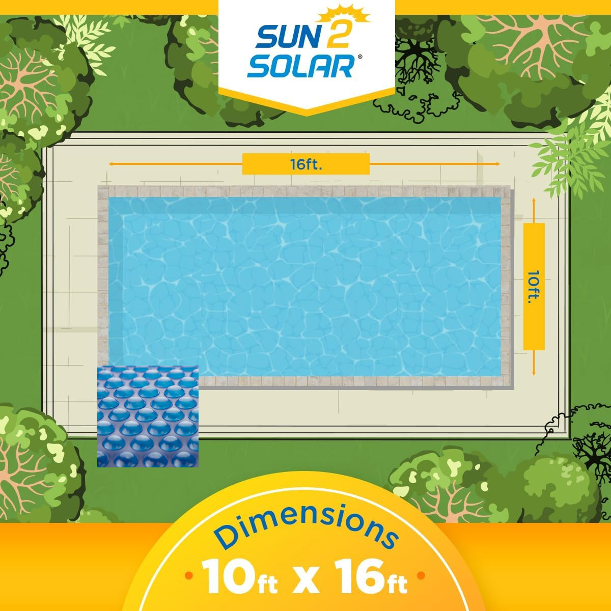 Sun2Solar 1200 Series Rectangle Swimming Pool Solar Cover Blanket - Choose Size