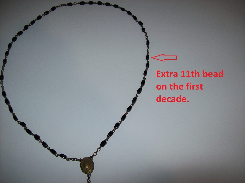 Vintage Catholic Rosary Black Beads Brass Crucifix Made in Czechoslovakia