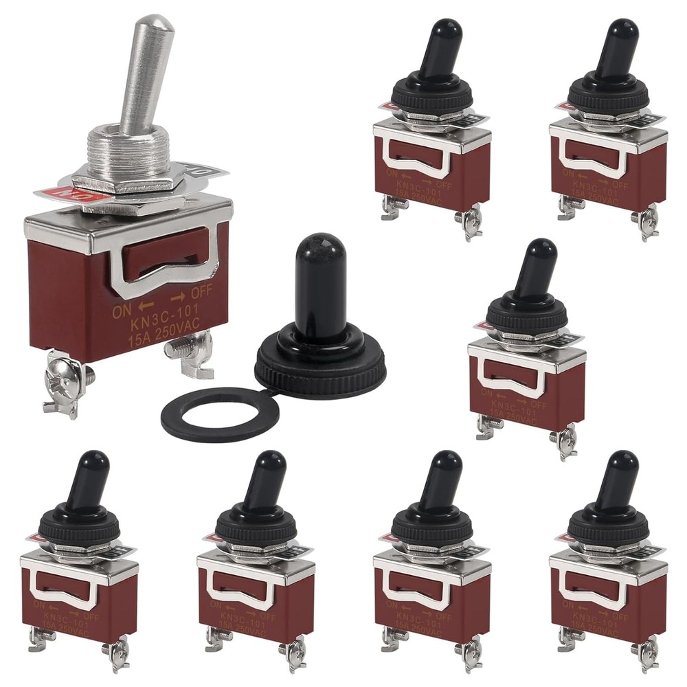 8Pcs Waterproof Toggle Switch 12V DC 30A Marine Toggle Switch 250V AC 15A Heavy