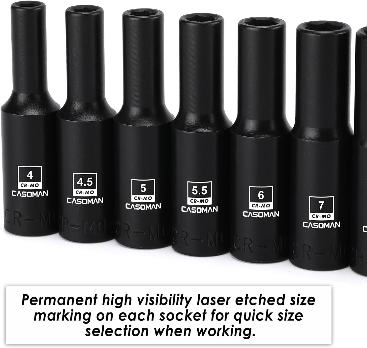 14PCS 1/4"Drive Magnetic Impact Socket Set, Deep, 6-Point, Metric