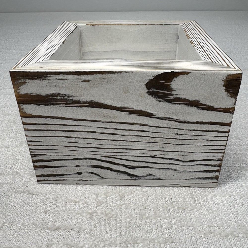 Remote Control Holder Box Wood Whitewashed Rustic Farmhouse Decor Organizer