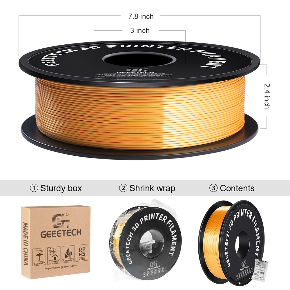 Geeetech Silk PLA 3D Printer Filament 1.75mm 1KG Multicolor For FDM 3D Printer
