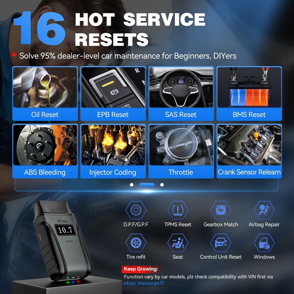 2025 XTOOL A30D V2.0 Wireless Full System Dignostic Tool Bi-directional 16 Reset
