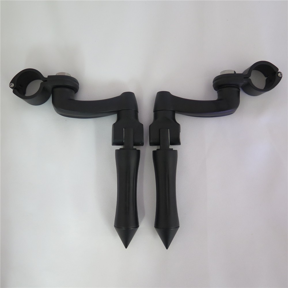 Black 360 Adjustable Peg Mounting Kit Stick Footpeg For 1.5" Front Engine Guard