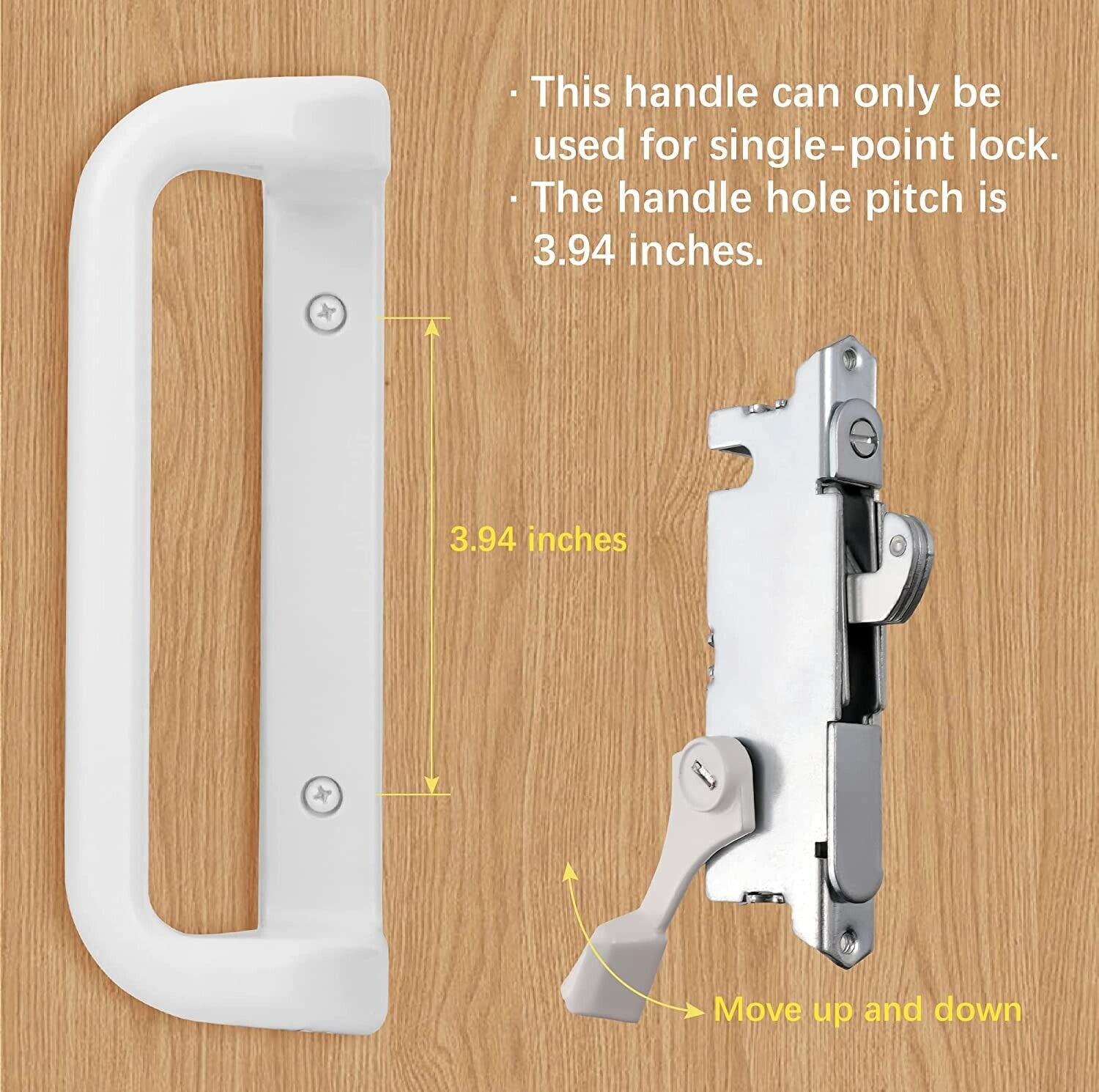 House Guard White Patio Door Handle Set with Mortise Lock for Replacement