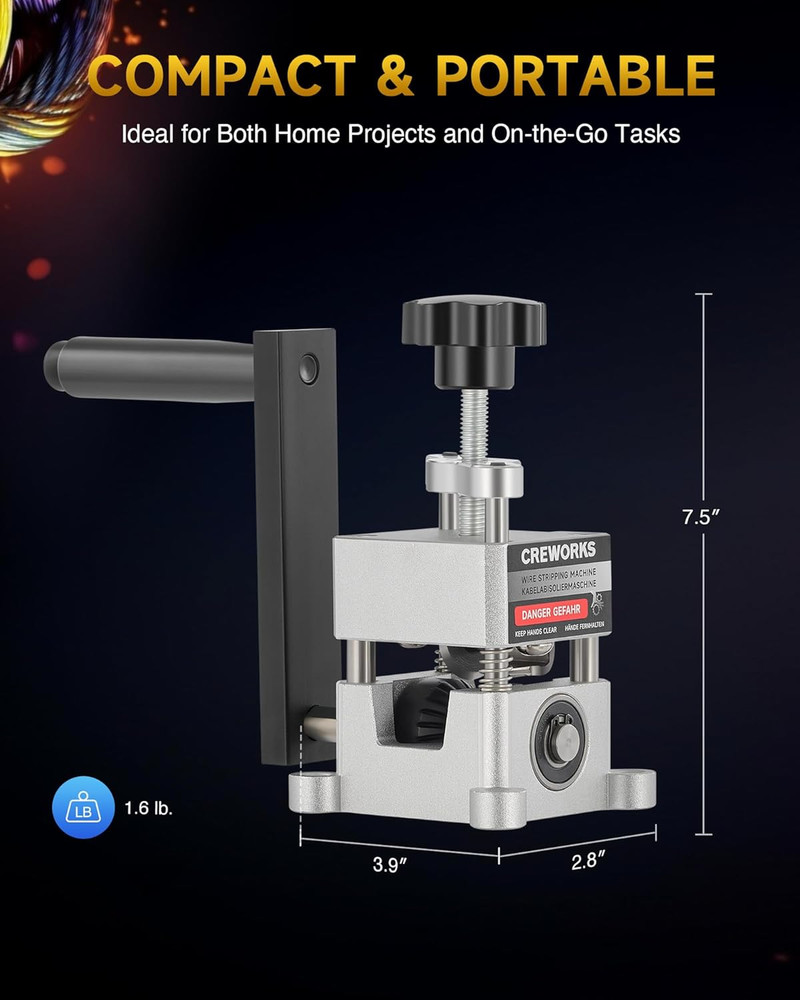 Wire Stripper Machine, 0.06"-1" Manual Wire Stripping Machine, Drill Compatible