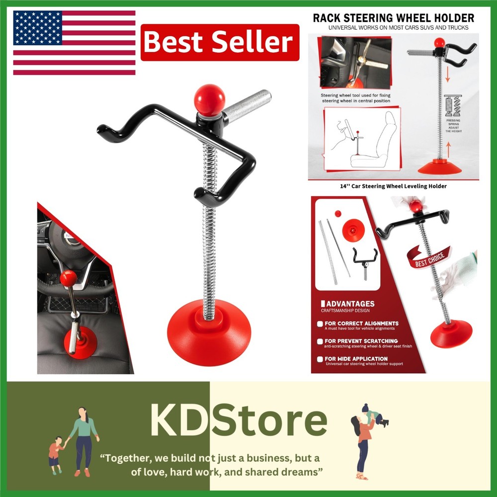 Adjustable 14-Inch Steering Wheel Holder Tool for Safe Wheel Alignment