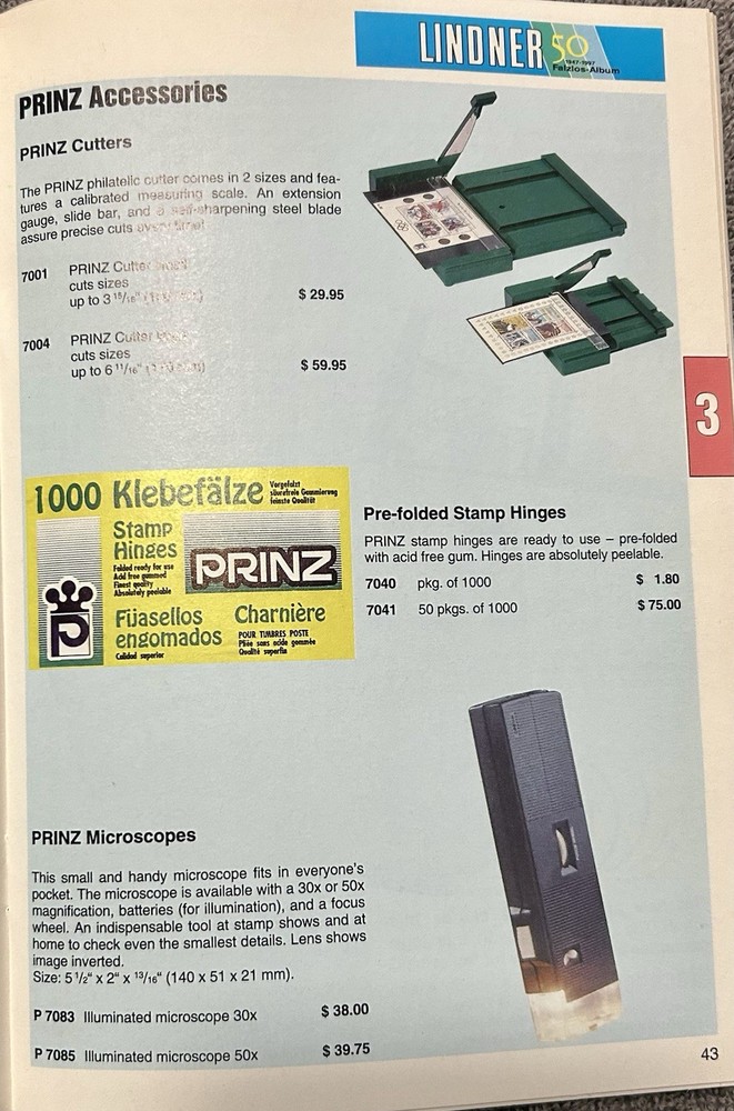 VINTAGE 2000 / 2001 LINDNER STAMP SUPPLIES & ACCESSORIES CATALOG - 92 PAGES