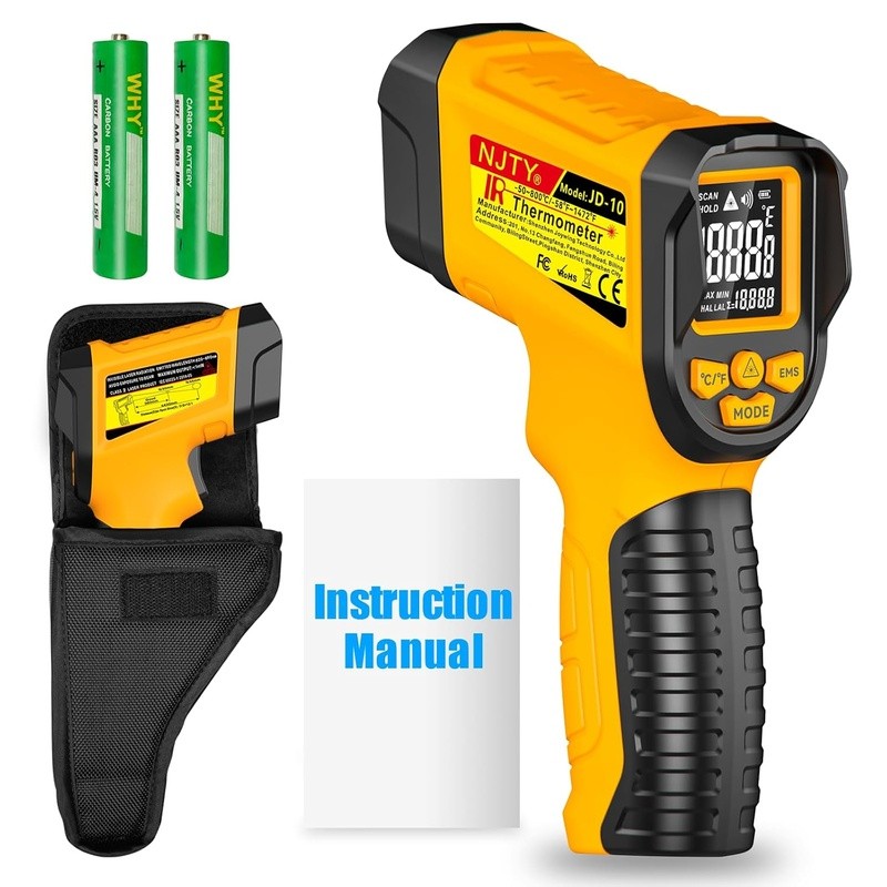 Infrared Temperature Gun Digital Thermometer Fast Accurate Adjustable Emissivity