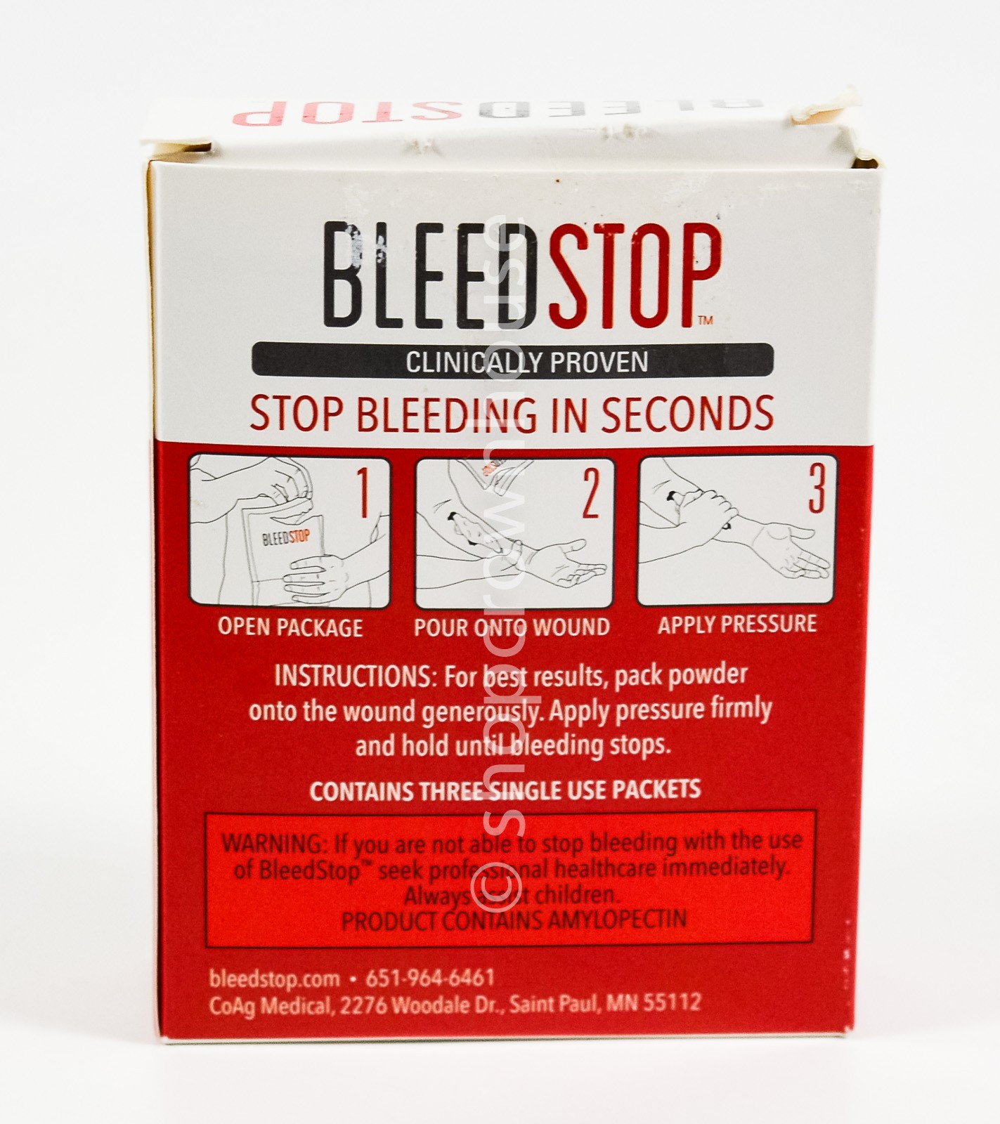 BLEEDSTOP cuts to large wounds 15g POWDER 3 packs Trauma Kit blood clotting 2030