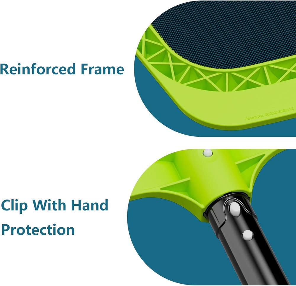 Pool Skimmer Net - Heavy Duty Reinforced Frame Nylon Flat Leaf Rake for Pools