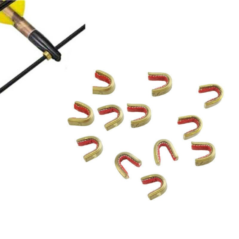 100Pcs Archery Bow String Nock Points Brass Buckle Clips Nocking Protector Bow