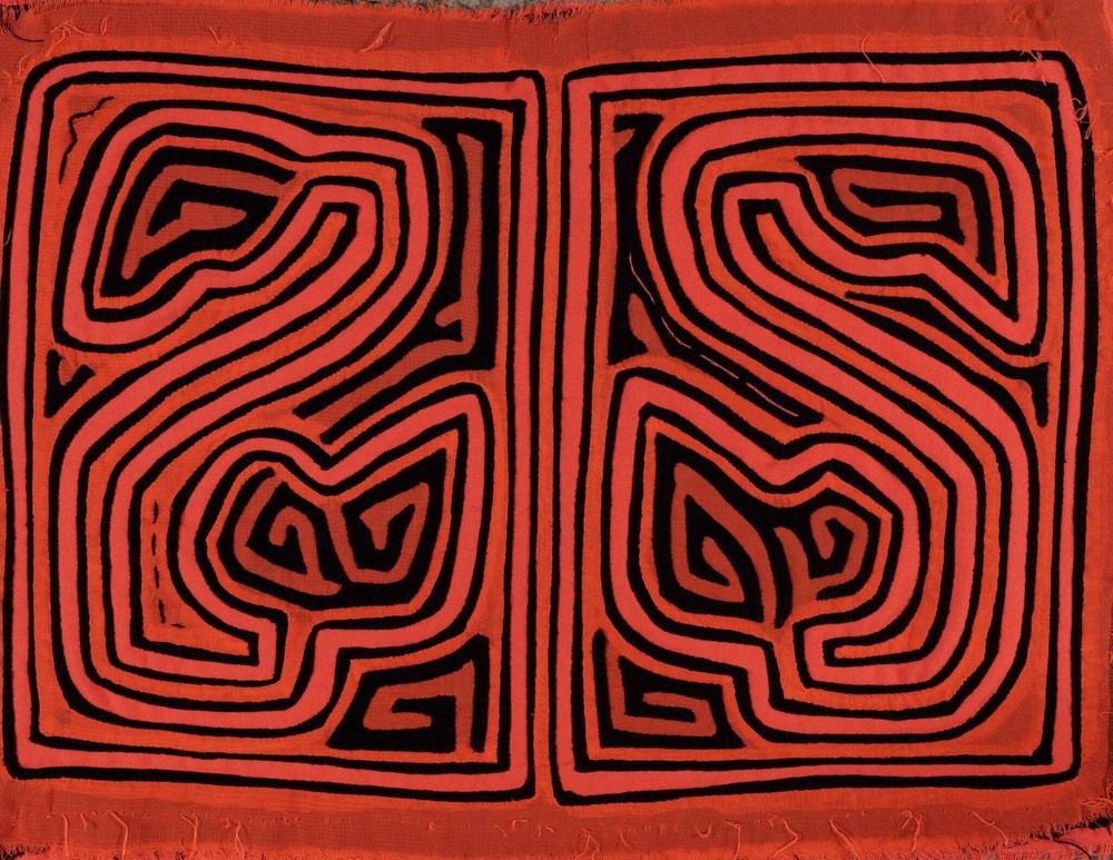 Classic Black And Orange Traditional Design Mola