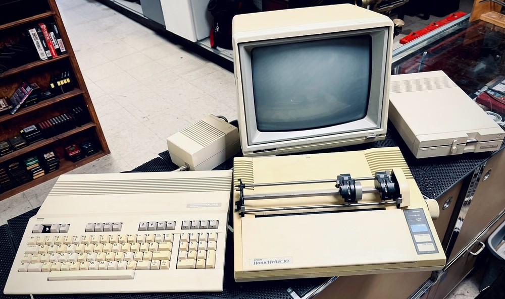 Commodore 128 (C128) Computer with Power Supply, Printer, Disk Drive, & Monitor