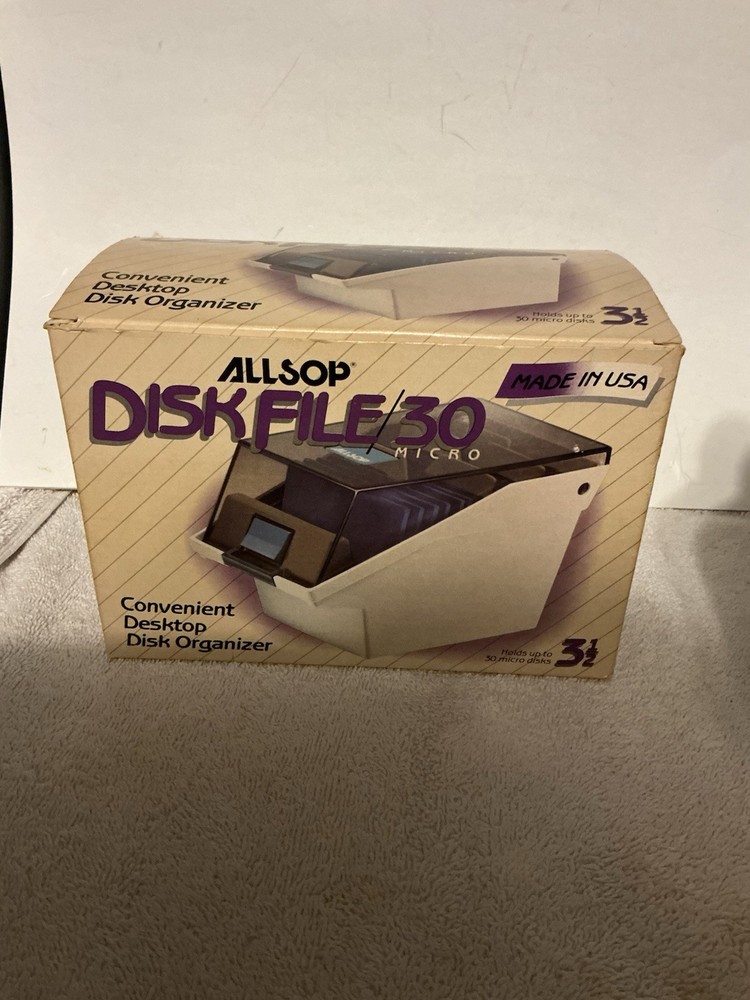 Allsop Disk File/30 Micro Convenient Desktop Disk Organizer Made In USA  Vintage