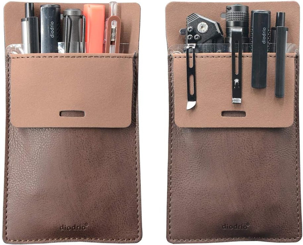 Leather Pocket Protector Pen Pouch Holder 2 Pack Shirt Jacket Tool Organizer