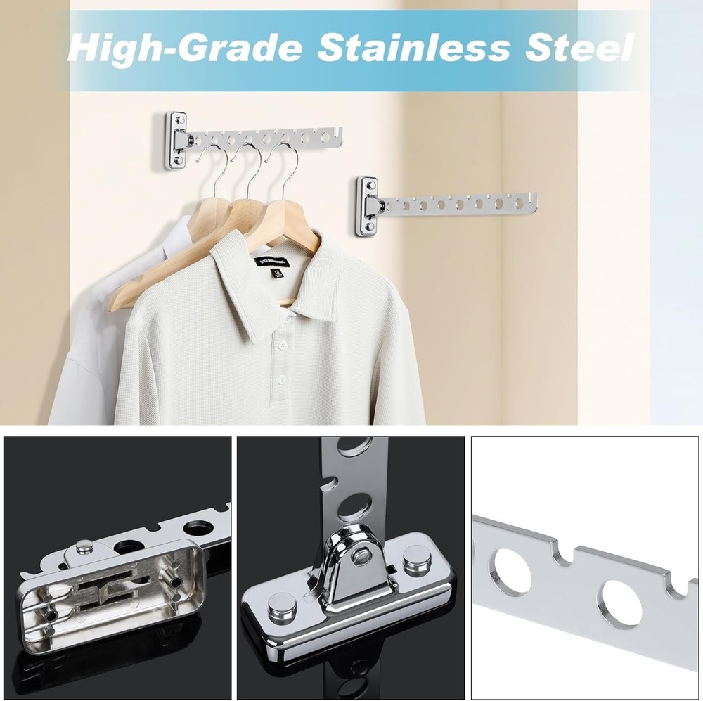 Folding Clothes Hanger,Stainless Steel Wall Mounted Drying Rack,Space Saving ...
