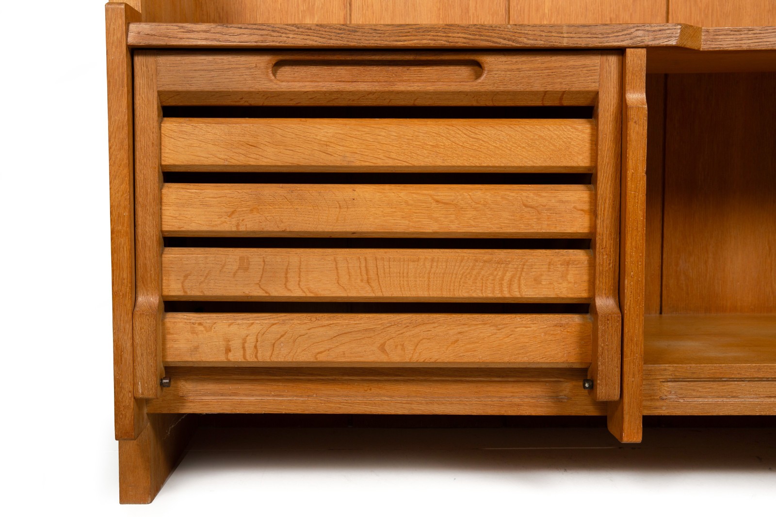 French Modernist Oak Bar Cabinet Bookshelf by Guillerme and Chambron