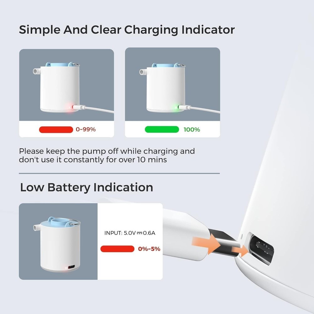 Pocket-Sized Electric Air Pump for Inflatables, Rechargeable