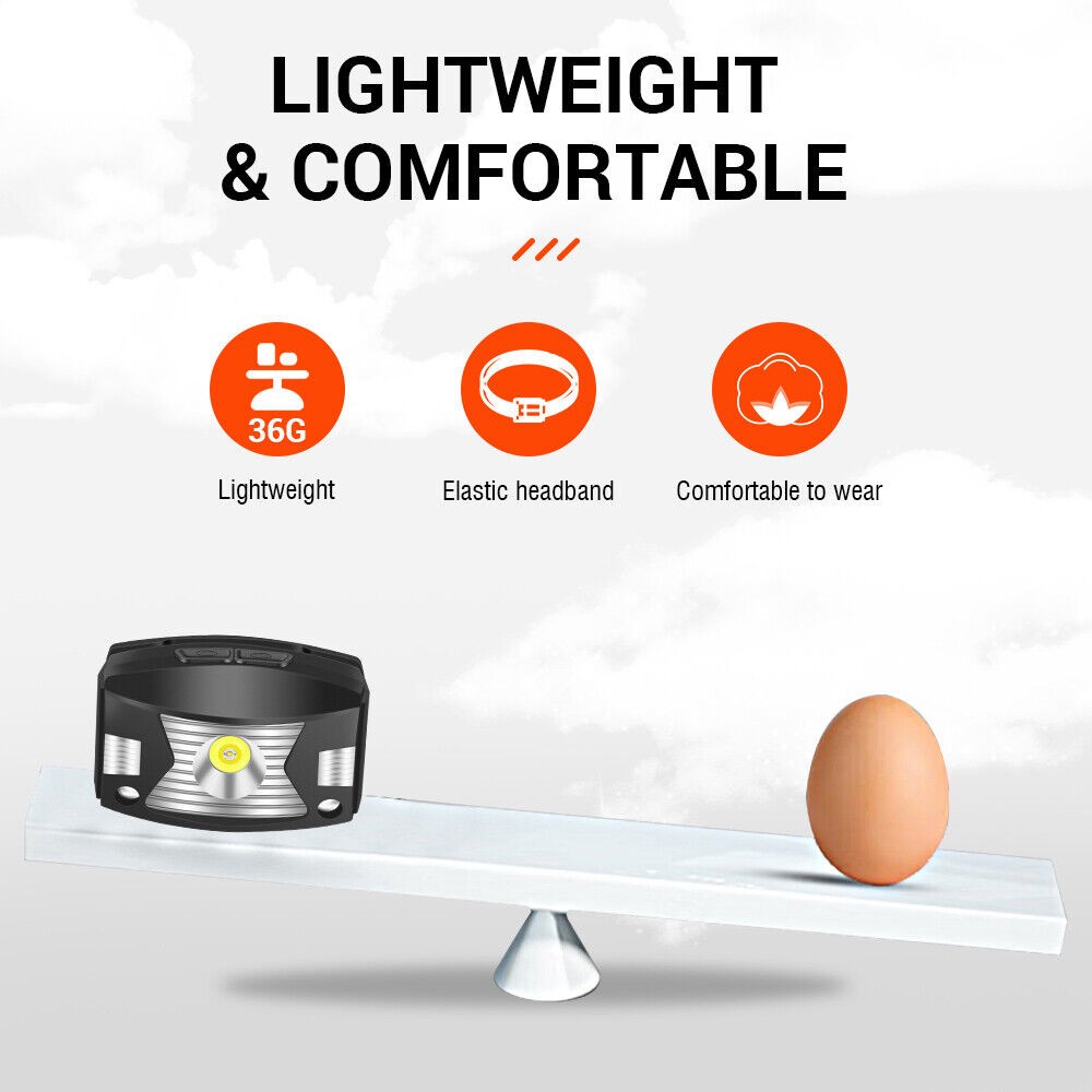 USB Rechargeable LED Headlamp Flashlight Headlight Head Torch Waterproof Sensor