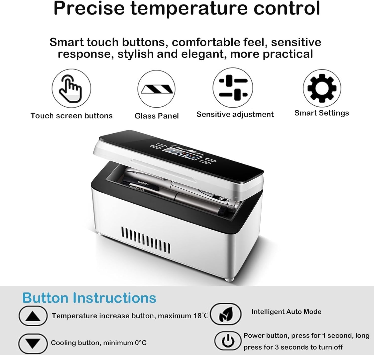 Insulin Cooler Travel Case for Car, Peptide Fridge 32-64°F Custom & Display Temp