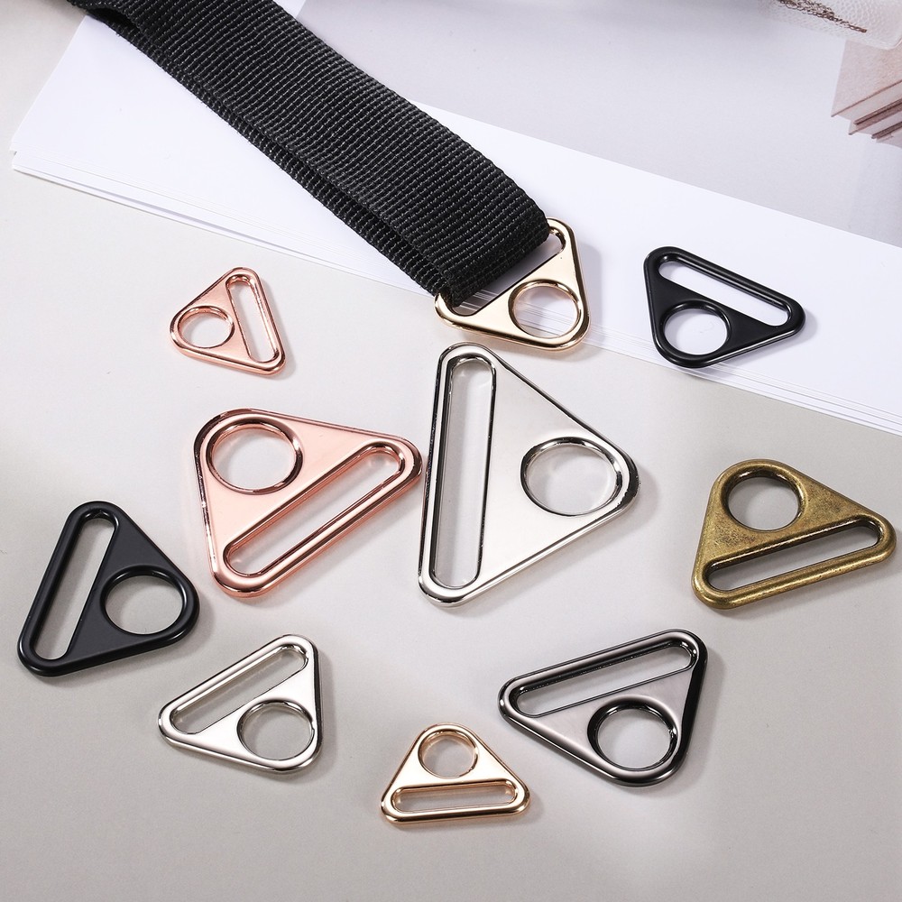 8Pcs 1 1/2 Inch Triangle Buckles Adjuster Triangle D Rings Strap Gold