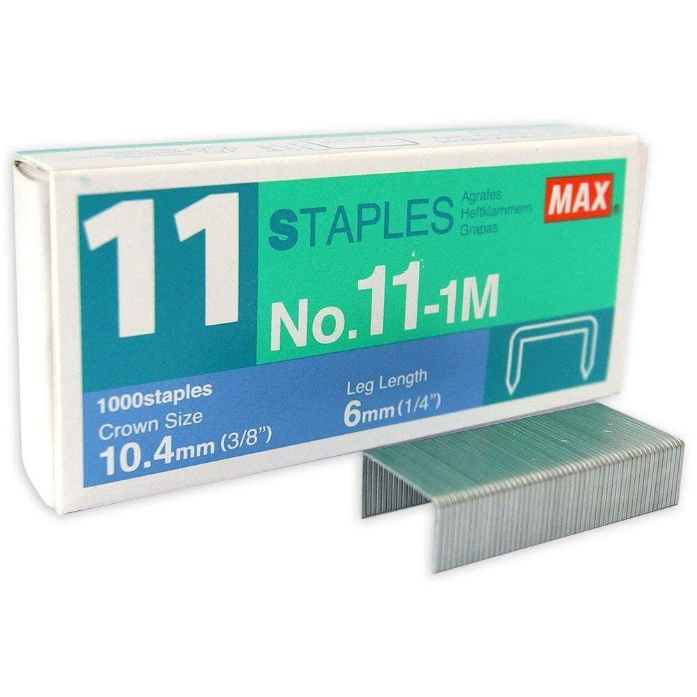 Max No 11 Staples 1M for Vaimo Stapler 100 Count Lightweight High Capacity
