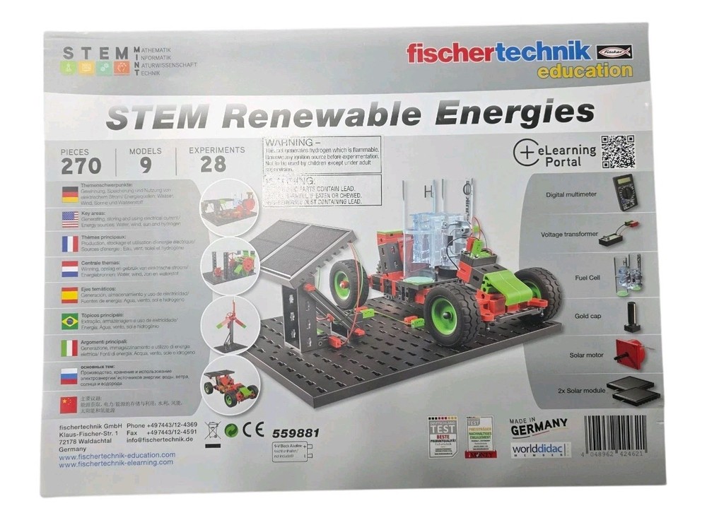 Fischertechnik STEM Renewable Energies Educational Kit 559881 Open Box Complete