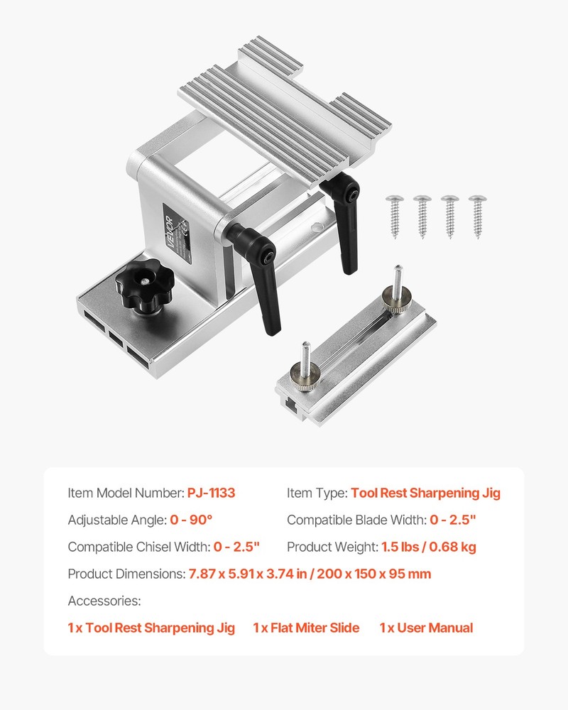 VEVOR Adjustable Tool Rest Sharpening Jig for 6" or 8" Bench Grinder and Sander