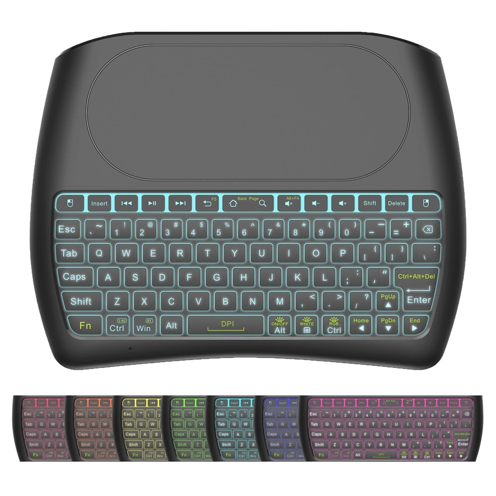 D8 Mini Bluetooth Keyboard, Rechargeable Wireless with Touchpad, Backlit Hand...
