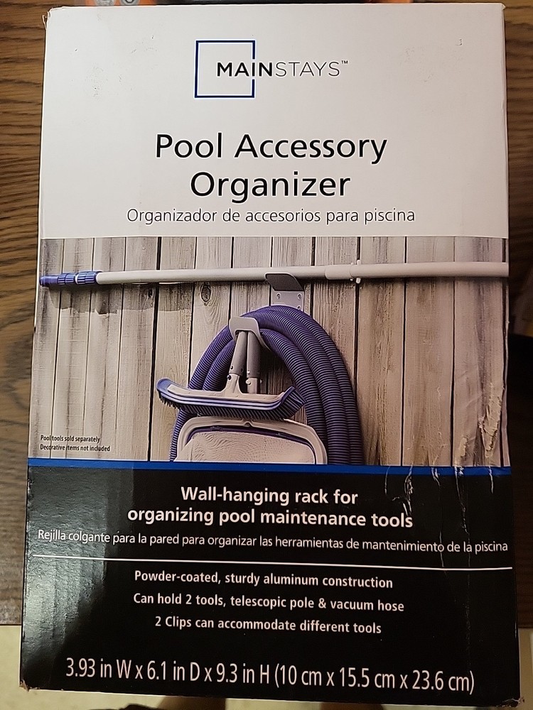 MAINSTAYS Pool Accessory Organizer Wall Hanging Rack for Pool Maintenance Tools