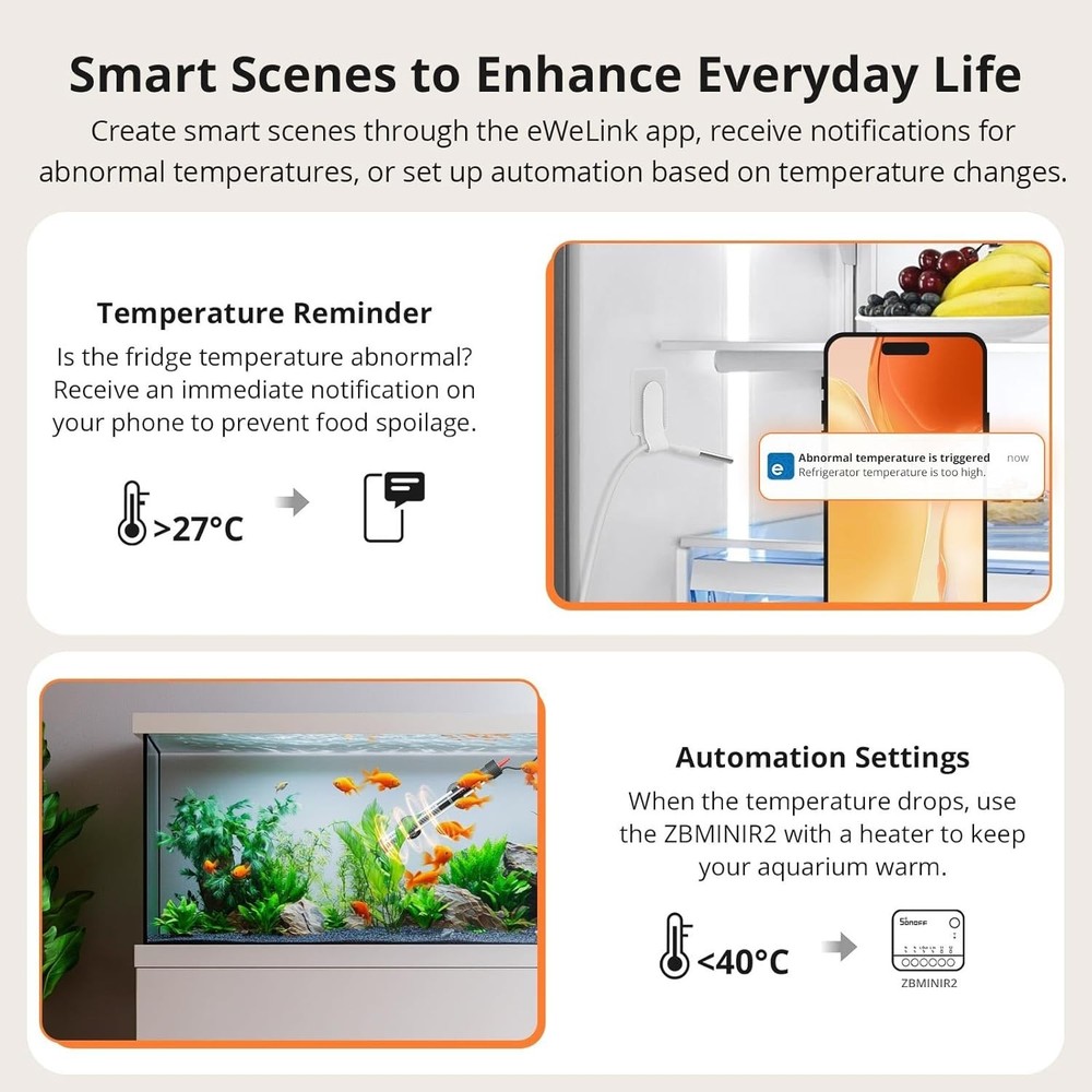Zigbee Waterproof Temperature Sensor with LCD Display & 1.5M Probe - Smart Home