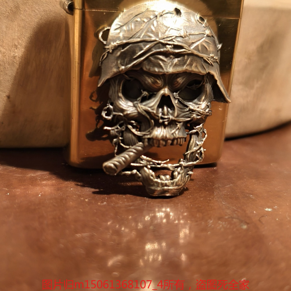 High-Quality Skeleton Soldier Decal Kerosene Lighter (Does Not Include Lighter)