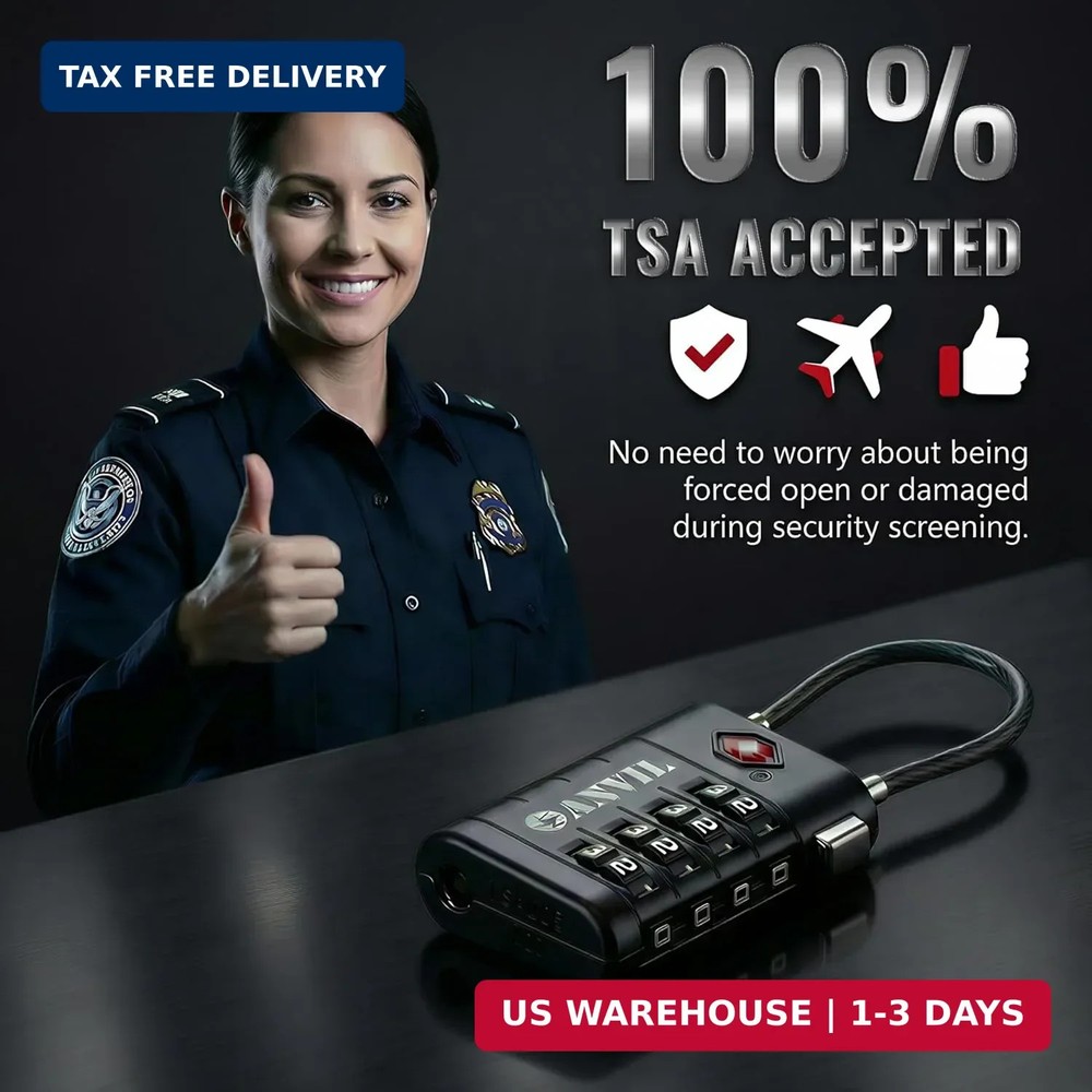 ANVIL TSA Approved Luggage Locks with Search Alert Indicator, 4-Digit Combinatio