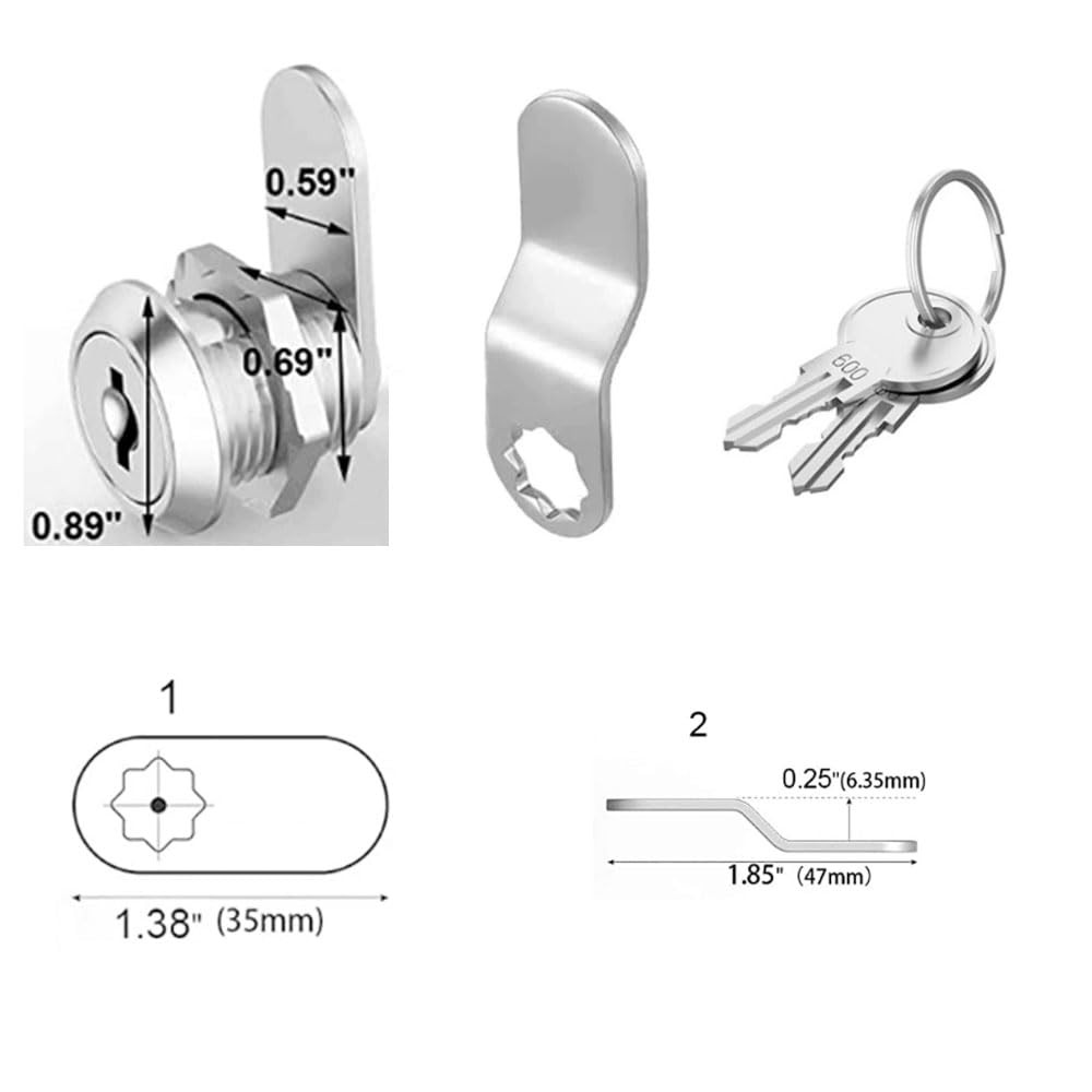 Cabinet Cam Locks Keyed Alike, 5/8 inch Toolbox Lock, Inch, Silver