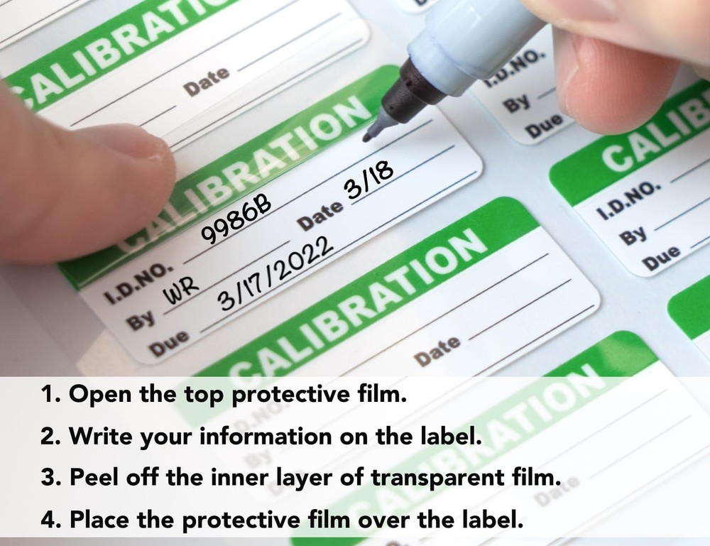 Self-Laminating Calibration Labels, Waterproof Write-On Adhesive Calibration ...