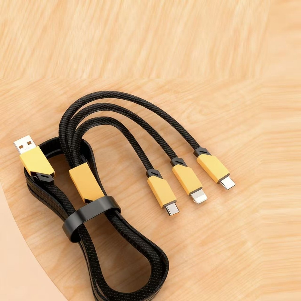Multi-Functional 3 Head Data Cable USB Charging Cord for Phone Tablet Power Bank
