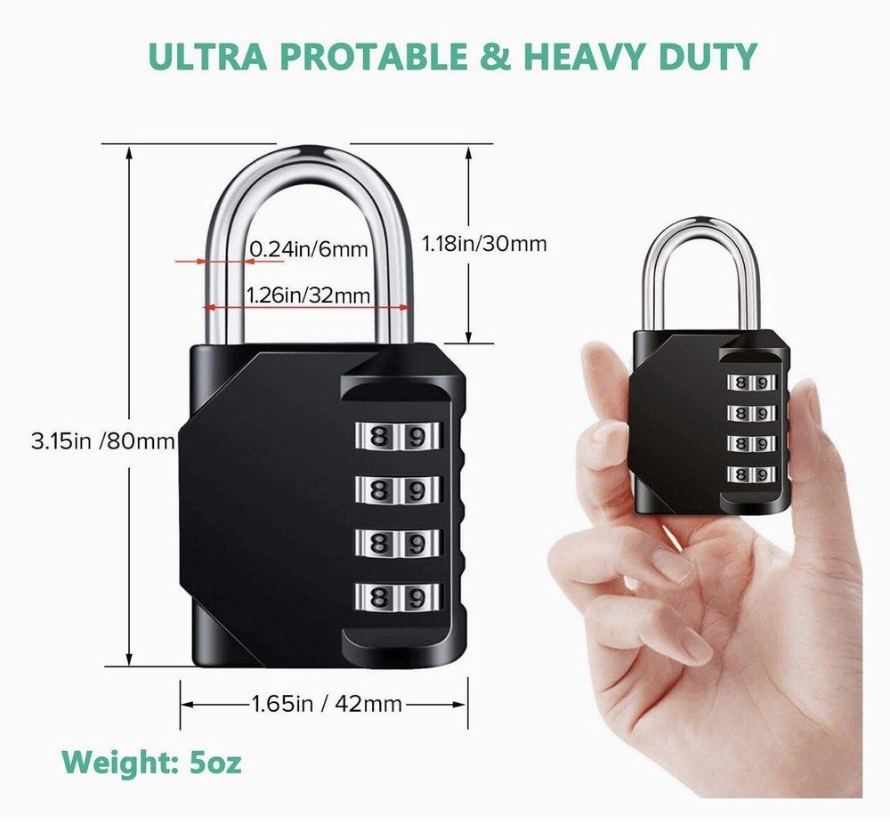 Combination Locks Resettable 2-Pack Waterproof