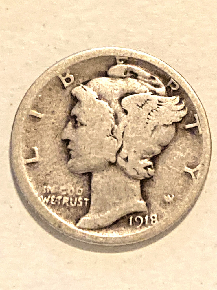 1918 Silver Mercury Dime
