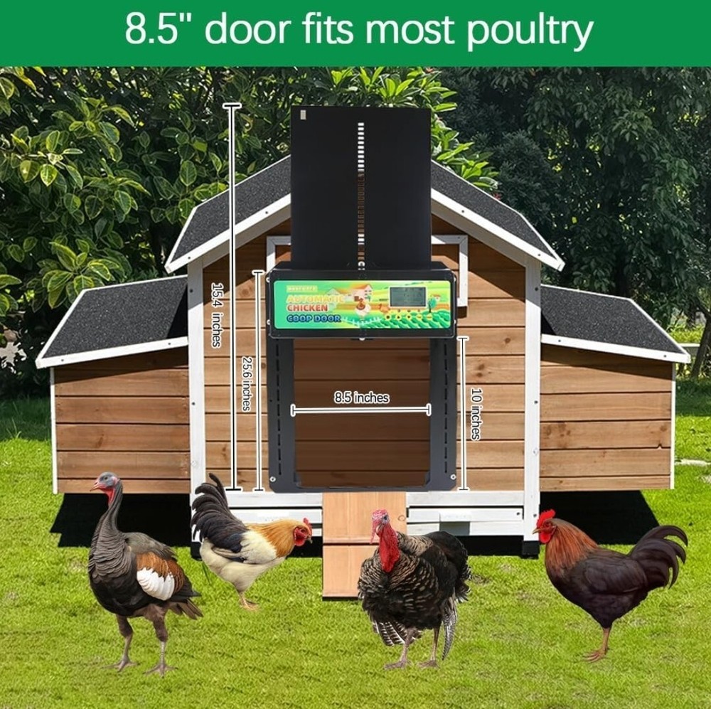 Automatic Chicken Coop Door Auto Chicken Door Opener Timer & Light Sensor