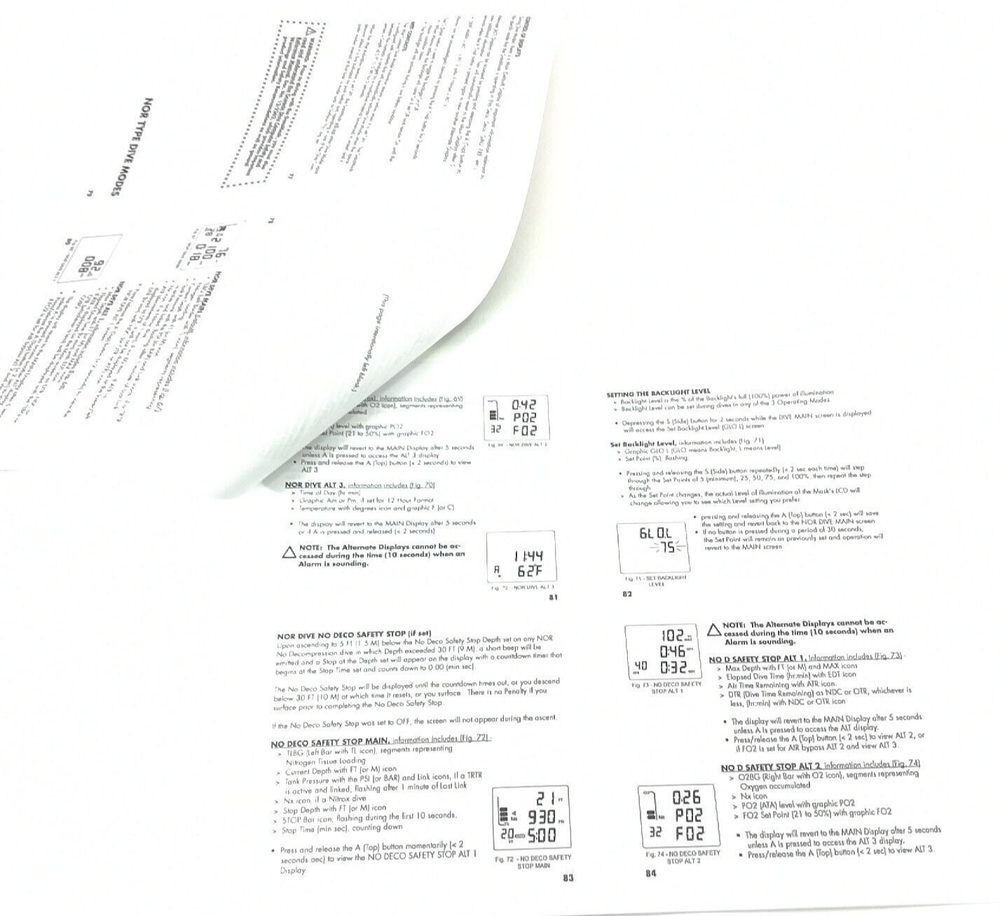 Oceanic DataMask Scuba Dive Wireless Computer Operating Manual Printed Data Mask