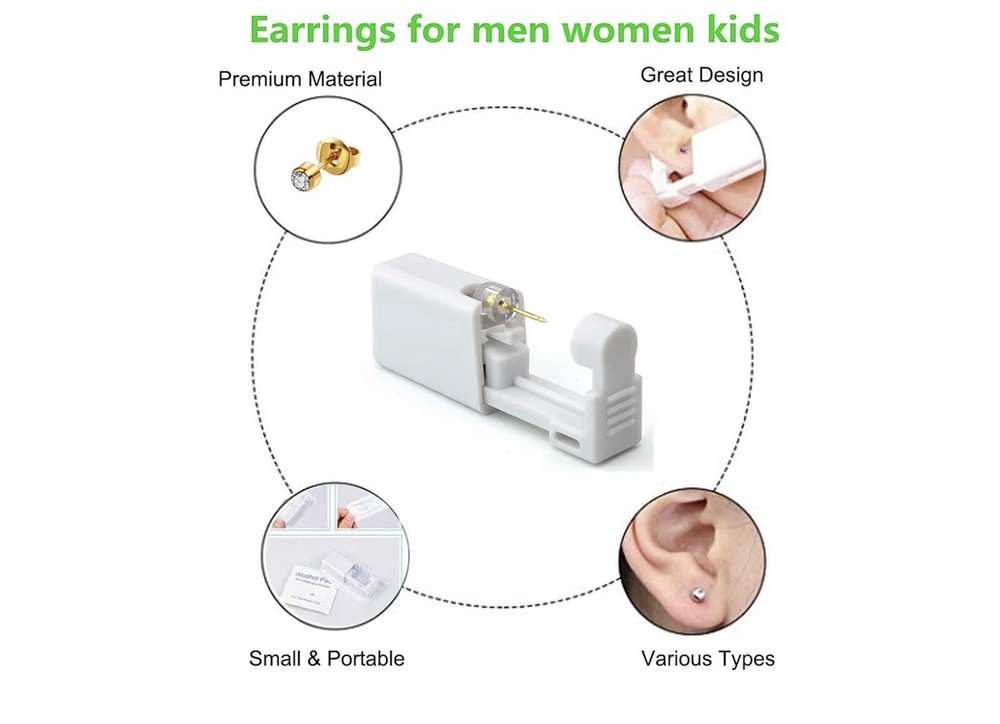 Gold 4 Pack Ear Piercing Kit, Disposable Ear Piercing (T-33)