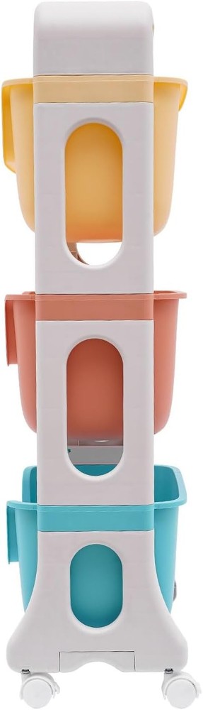 3-Tier Rolling Cart Stackable Utility Storage Trolley Serving Cart w/ Baskets