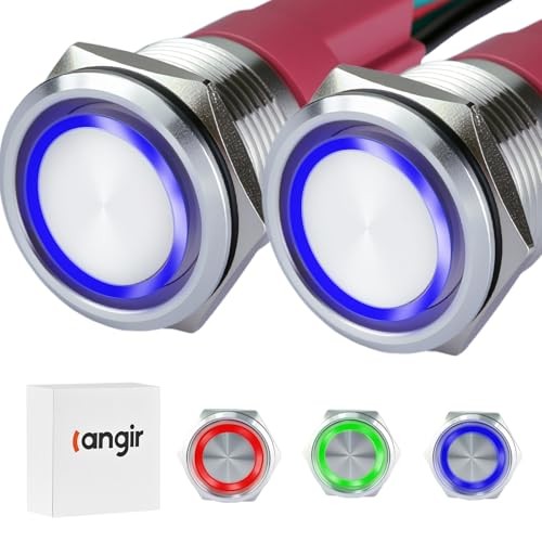 15Amp momentary Push Button Switch，(0.63") 12V-24V Push Button Switch 16mm Blue