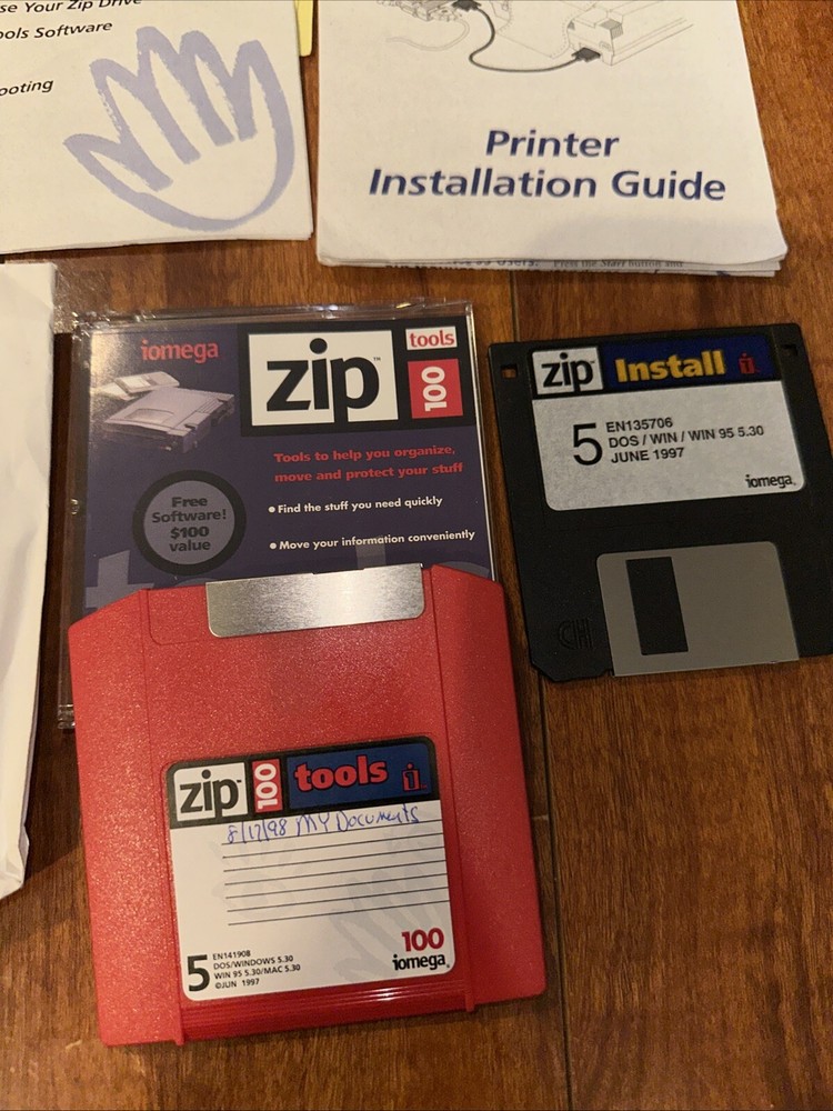 Iomega Zip 100 Zip Drive Z100P2 With Parallel Data Cable, Power Adapter ,……