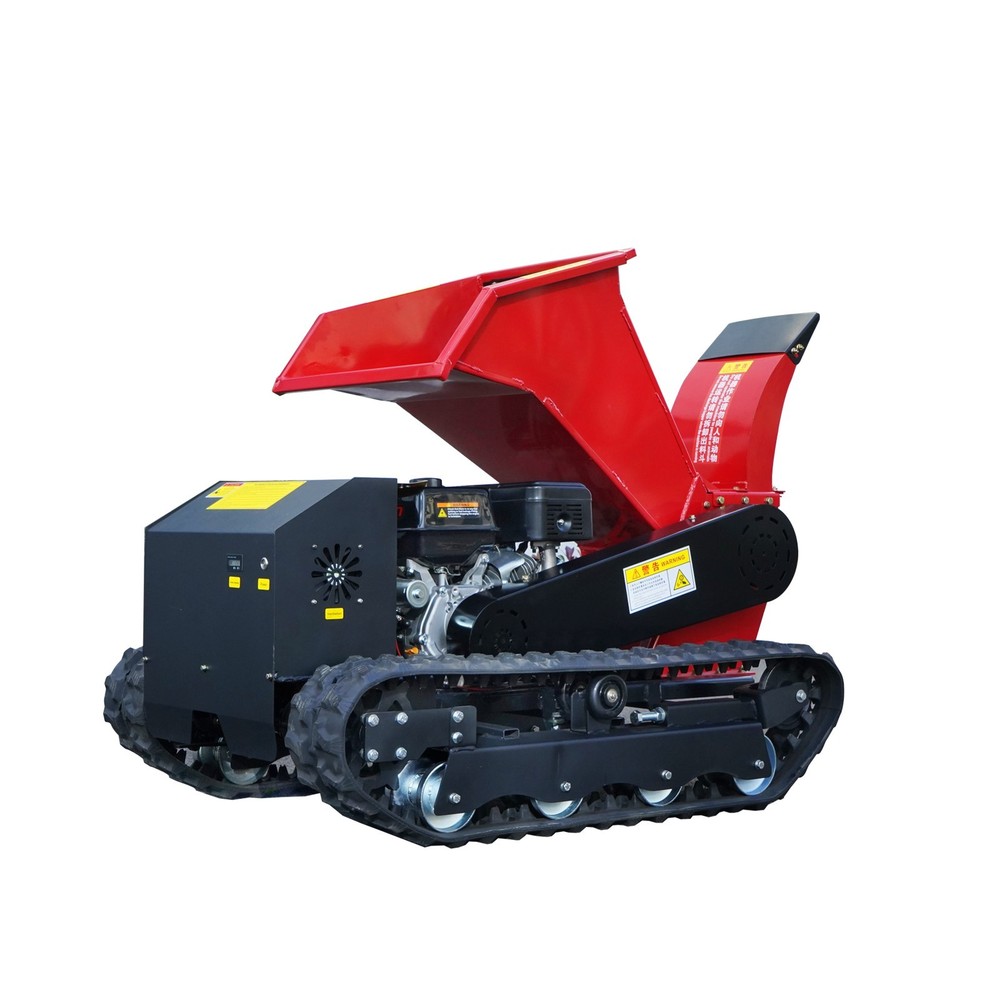 Remote-controlled wood chipper, suitable for complex terrains such as orchards.